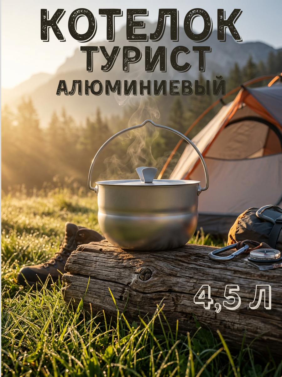 Котелок турист алюминиевый 4,5 л ТМ Калитва